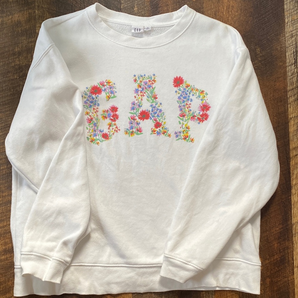 GAP White Sweatshirt with Floral Logo